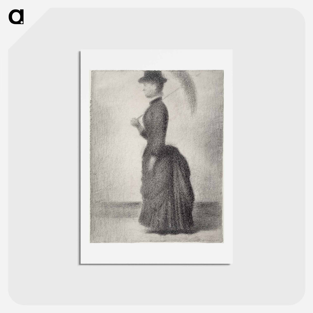 アートポストカード-Woman Walking with a Parasol (study for La Grande Jatte) - ジョルジュ スーラ Postcard.
