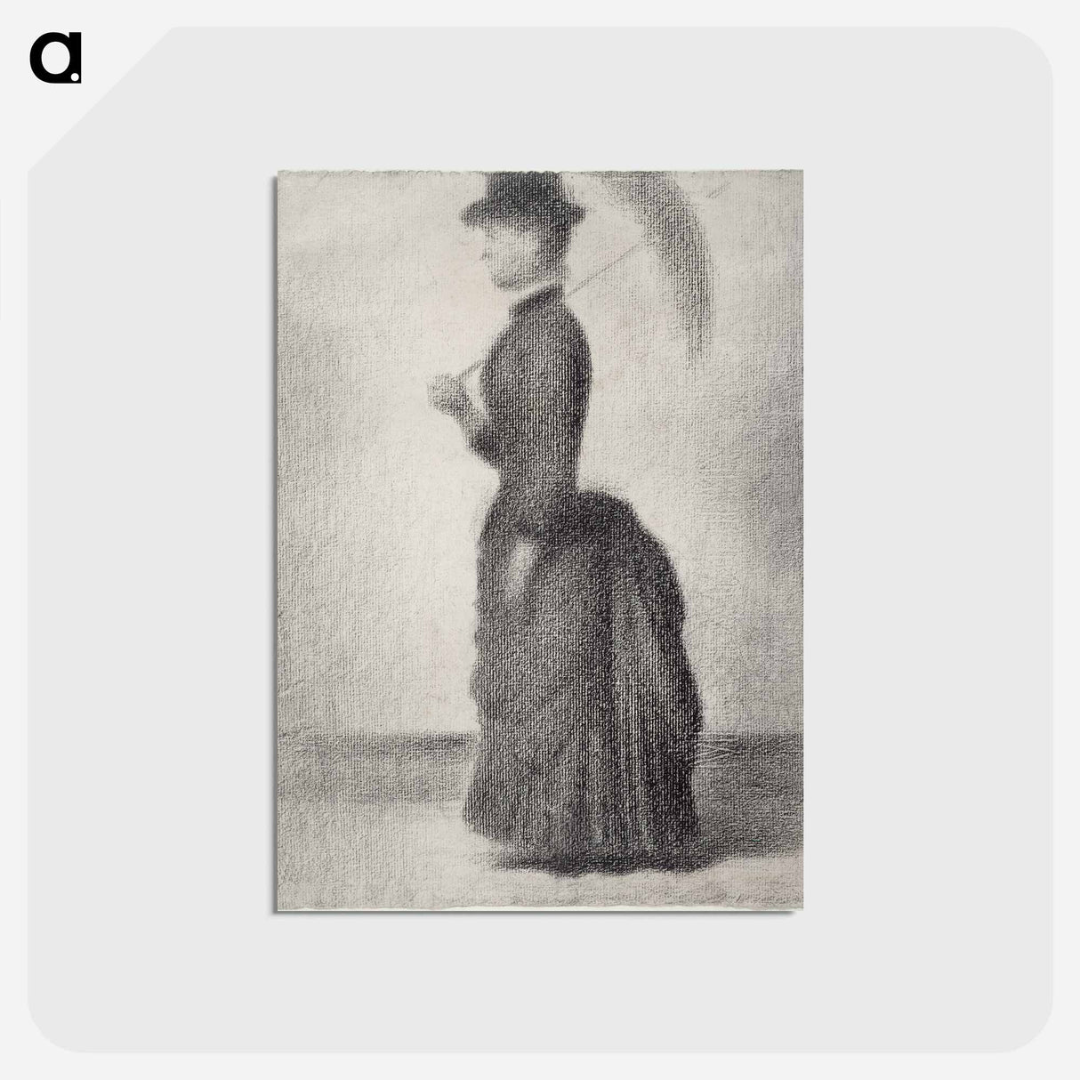 アートポストカード-Woman Walking with a Parasol (study for La Grande Jatte) - ジョルジュ スーラ Postcard.