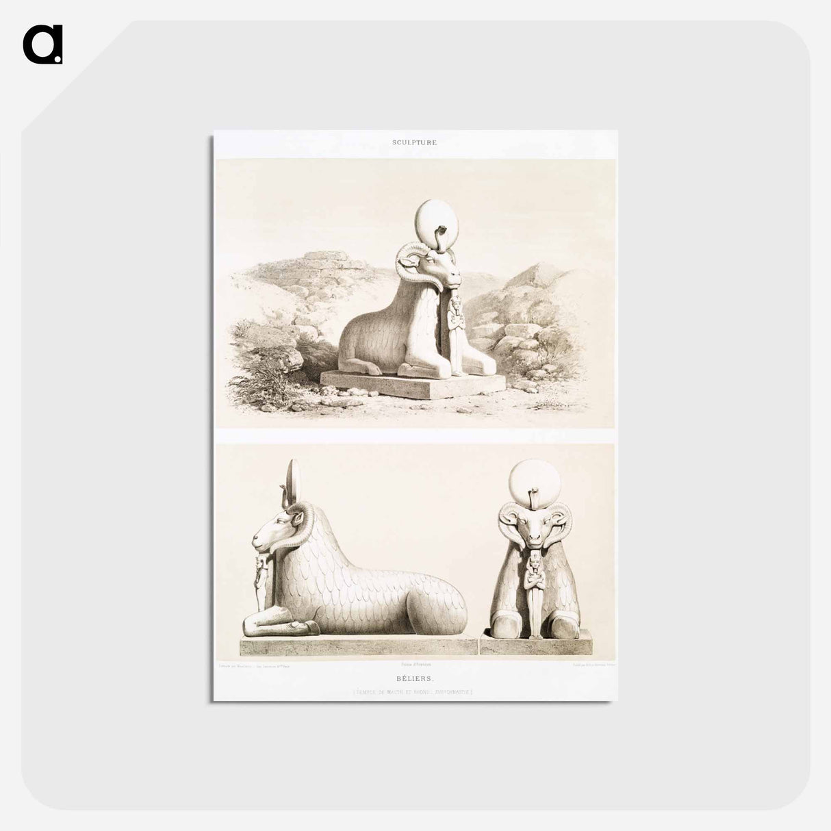 アートポストカード-Rams from Histoire de l'art égyptien
 - エジプト美術史 Postcard.