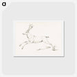 アートポストカード-Jumping deer - ジャン ベルナール Postcard.