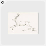 アートポストカード-Jumping deer - ジャン ベルナール Postcard.
