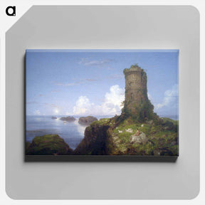 アートパネル-Italian Coast Scene with Ruined Tower - トーマス コール Canvas.