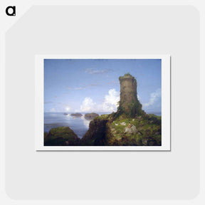アートポストカード-Italian Coast Scene with Ruined Tower - トーマス コール Postcard.
