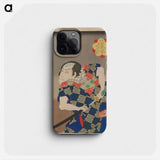 Descending Geese at Shirahige: Actor Ichikawa Kuzō III as Inga Kozō Rokunosuke - 豊原 国周 Phone Case.