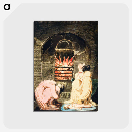 アートポストカード-Cauldron over a fire from Europe: a Prophecy - ウィリアム ブレイク Postcard.