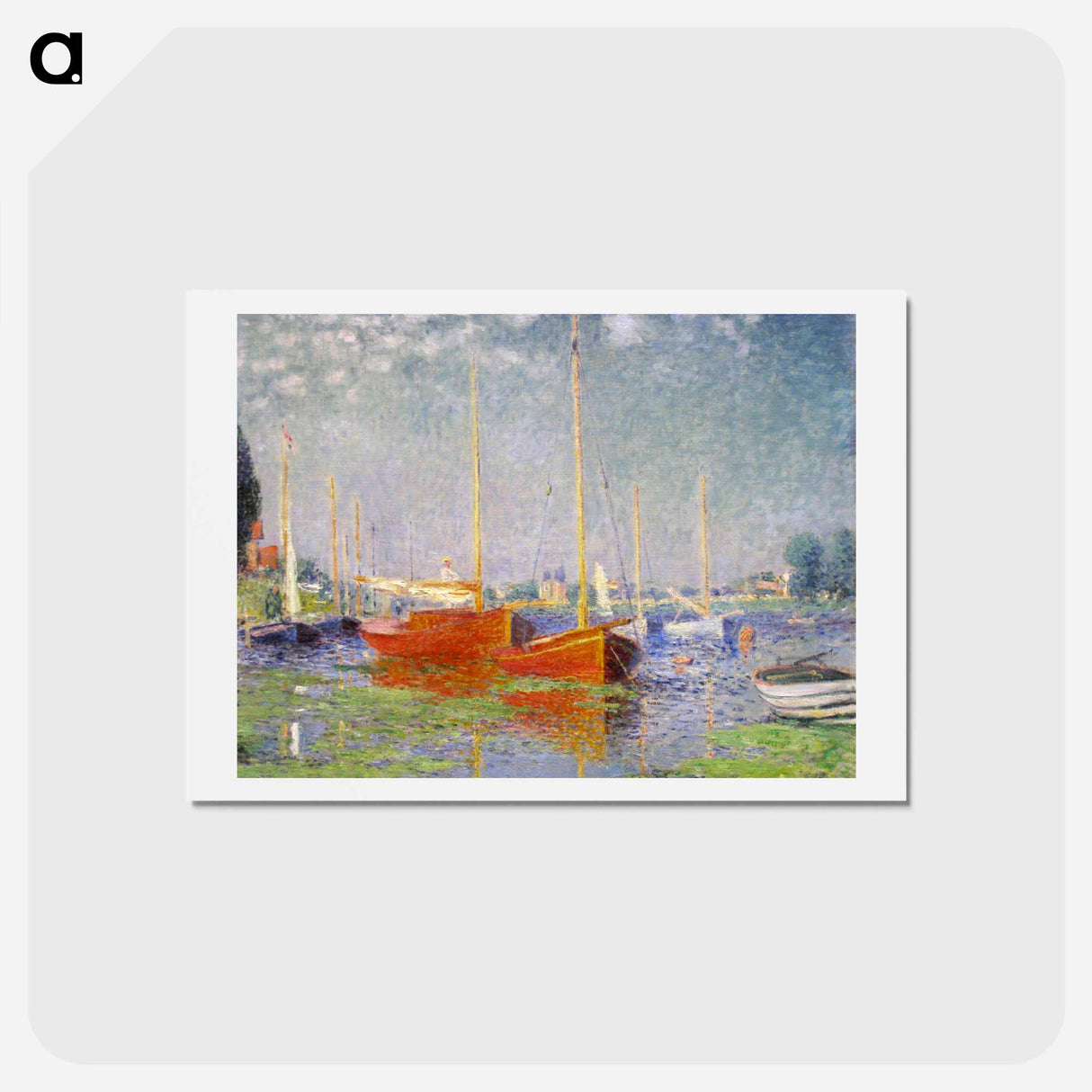 Red Boats at Argenteuil - クロード モネ Postcard.