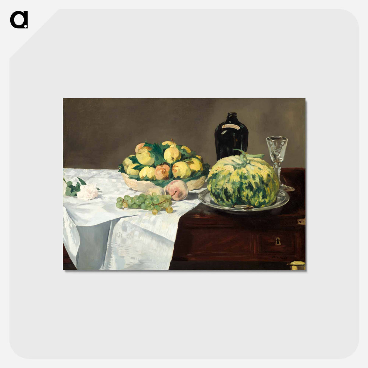 アートポストカード-Still Life with Melon and Peaches - エドゥアール マネ Postcard.