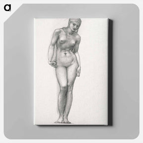 アートパネル-Venus with Golden Apple in Right Hand, for the Troy Triptych - エドワード バーン ジョーンズ Canvas.