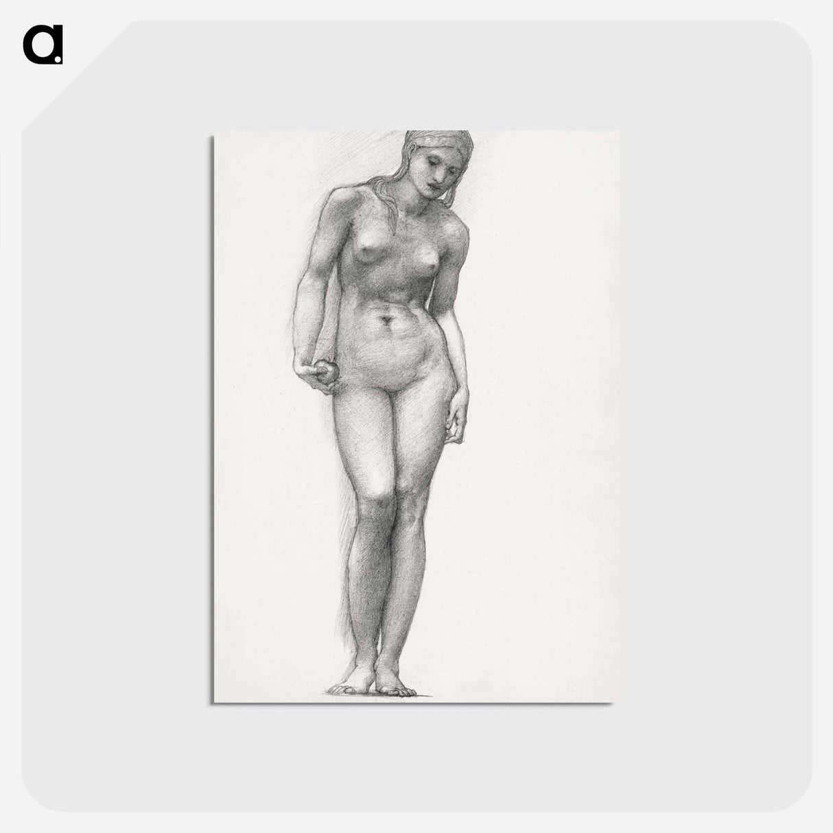 アートポストカード-Venus with Golden Apple in Right Hand, for the Troy Triptych - エドワード バーン ジョーンズ Postcard.