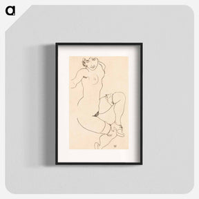 アートポスター-Seated Nude in Shoes and Stockings - エゴン シーレ Poster.