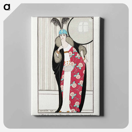 アートパネル-Costumes Parisiens, no. 39: Robe de crêpe de Chine blanc - ジョージ バービエ Canvas.