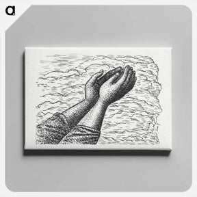 アートパネル-Two hands raised in front of clouds - レオ ヘステル Canvas.