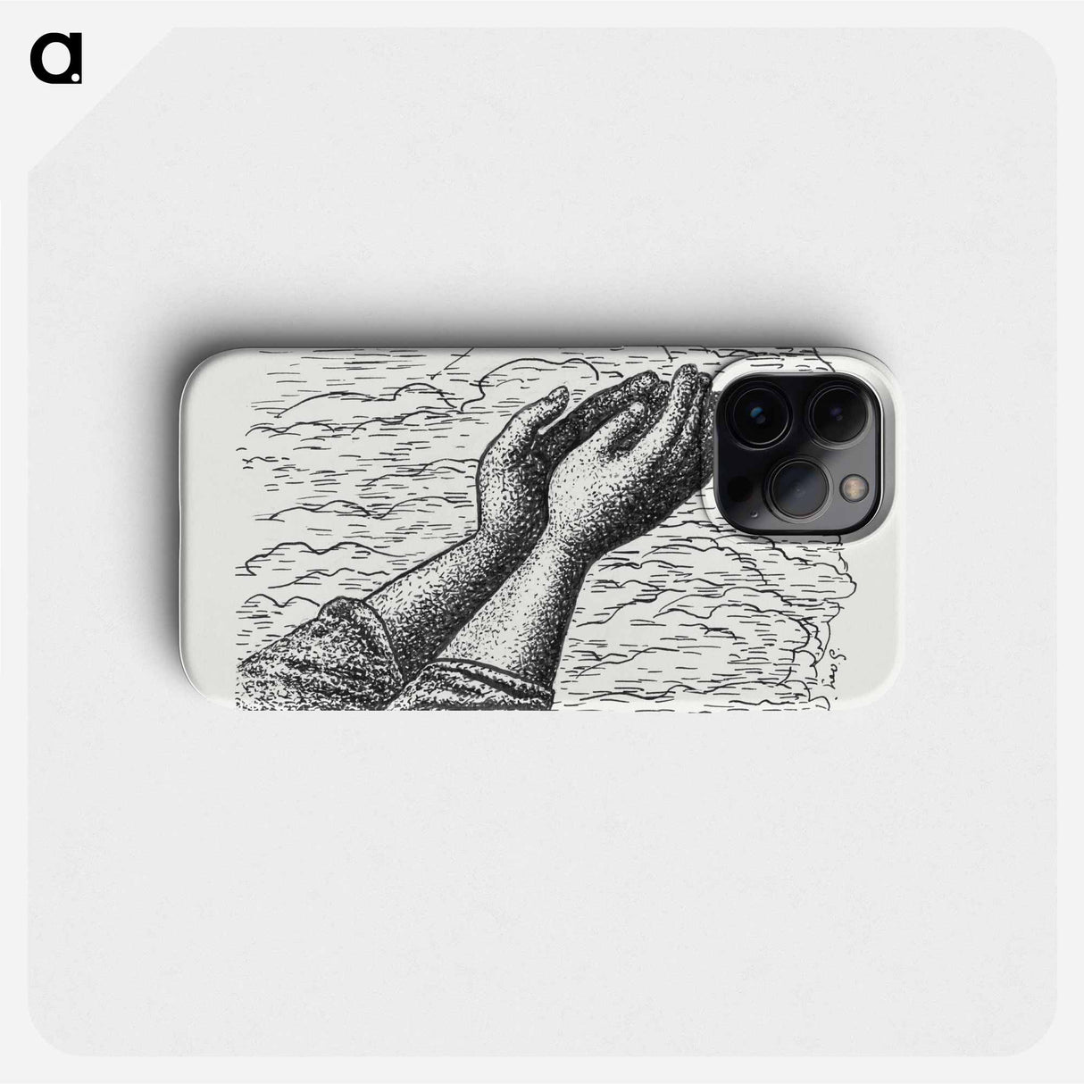 Two hands raised in front of clouds - レオ ヘステル Phone Case.