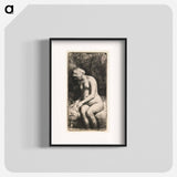Woman Bathing Her Feet at a Brook - Rembrandt van Rijn Poster.