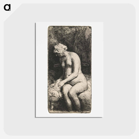 アートポストカード-Woman Bathing Her Feet at a Brook - レンブラント ファン レイン Postcard.