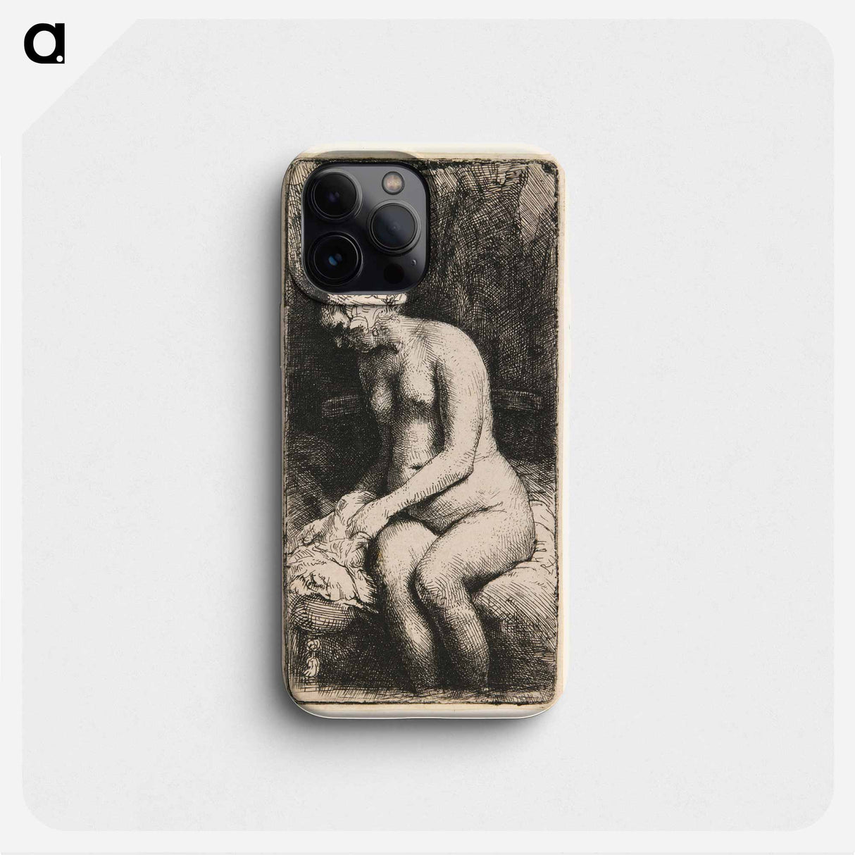 Woman Bathing Her Feet at a Brook - Rembrandt van Rijn Phone Case.