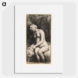 Woman Bathing Her Feet at a Brook - Rembrandt van Rijn Poster.