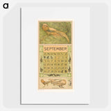 Kalenderblad september met goudfazant - テオ ヴァン ホイテマ Poster.