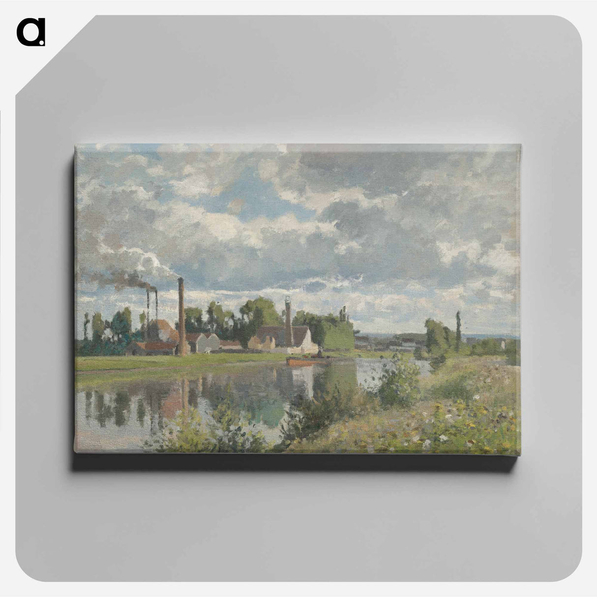 The River Oise near Pontoise - カミーユ ピサロ Canvas.