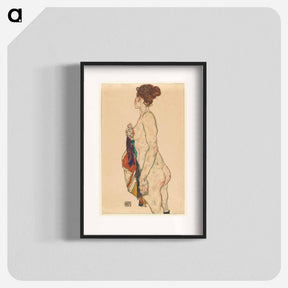 アートポスター-Standing Nude with a Patterned Robe - エゴン シーレ Poster.
