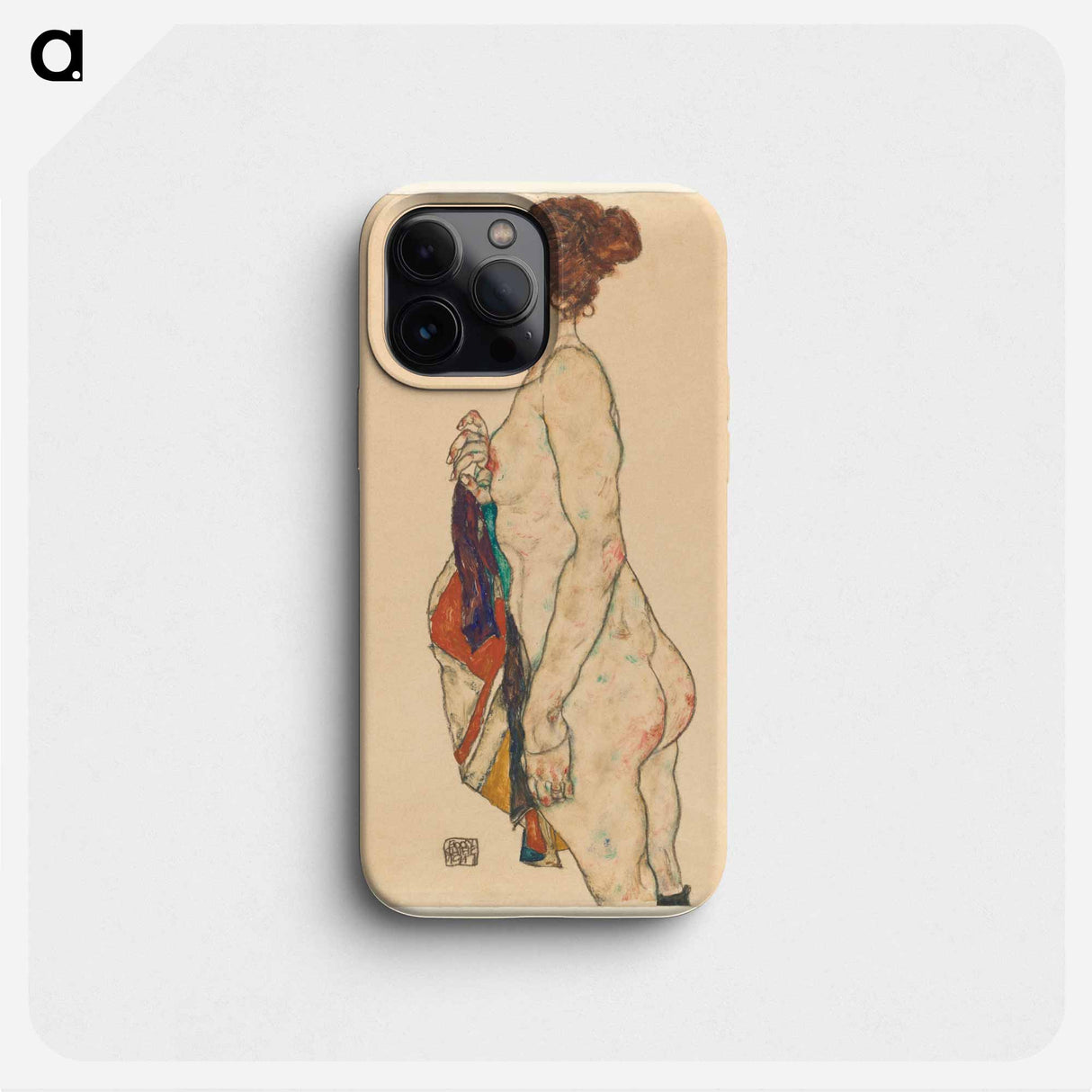 Standing Nude with a Patterned Robe - エゴン シーレ Phone Case.