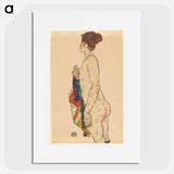 Standing Nude with a Patterned Robe - Egon Schiele Poster.