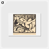 アートポストカード-Sleeping Shepherdess - フランツ マルク Postcard.