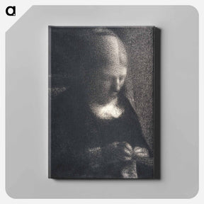 アートパネル-The Artist’s Mother Doing Embroidery - ジョルジュ スーラ Canvas.