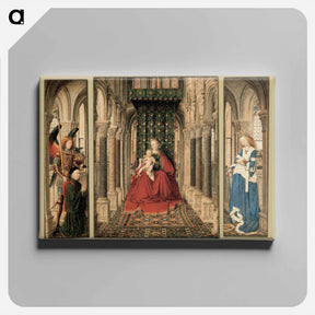 アートパネル-Dresden Triptych (Virgin and Child with St. Michael and St. Catherine and a Donor) - ヤン ファン エイク Canvas.