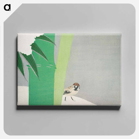 アートパネル-Sparrow from Momoyogusa–Flowers of a Hundred Generations - 神坂 雪佳 Canvas.