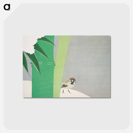 アートポストカード-Sparrow from Momoyogusa–Flowers of a Hundred Generations - 神坂 雪佳 Postcard.