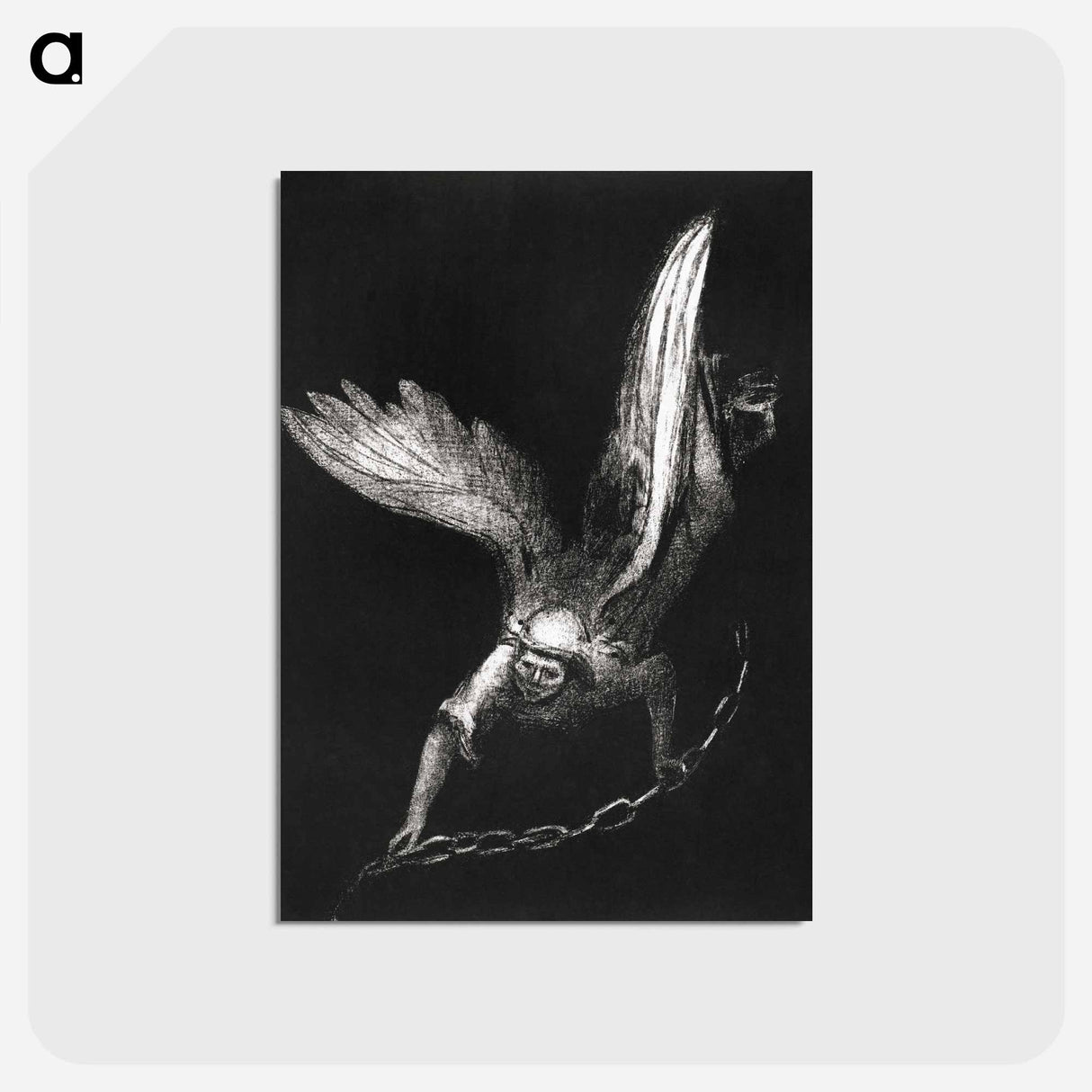 アートポストカード-And I Saw an Angel Come Down From Heaven, Having the Key of the Bottomless Pit and a Great Chain in His Hand - オディロン ルドン Postcard.