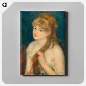 アートパネル-Young Woman Braiding Her Hair - ピエール オーギュスト ルノワール Canvas.