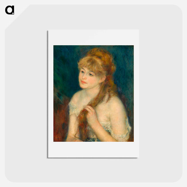 アートポストカード-Young Woman Braiding Her Hair - ピエール オーギュスト ルノワール Postcard.