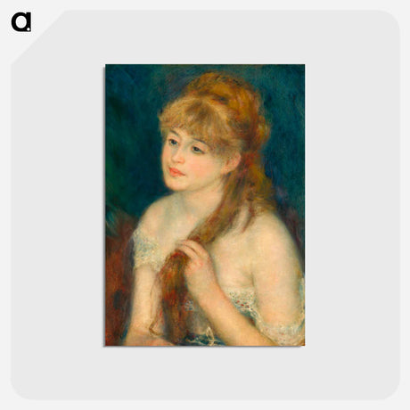 アートポストカード-Young Woman Braiding Her Hair - ピエール オーギュスト ルノワール Postcard.