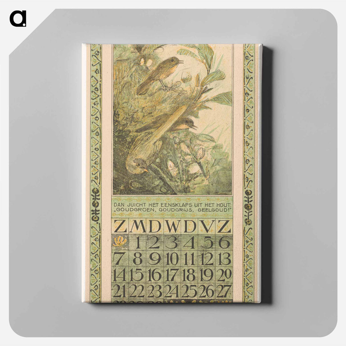 Kalenderblad april met drie vogels - テオ ヴァン ホイテマ Canvas.