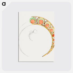 アートポストカード-Pattern in wood and leather forming the frame of the hearth of the Fouquet boutique - アルフォンス ミュシャ Postcard.