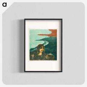 アートポスター-Woman’s Head against the Shore - エドヴァルド ムンク Poster.