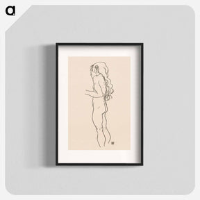 アートポスター-Standing Nude Girl, Facing Left - エゴン シーレ Poster.