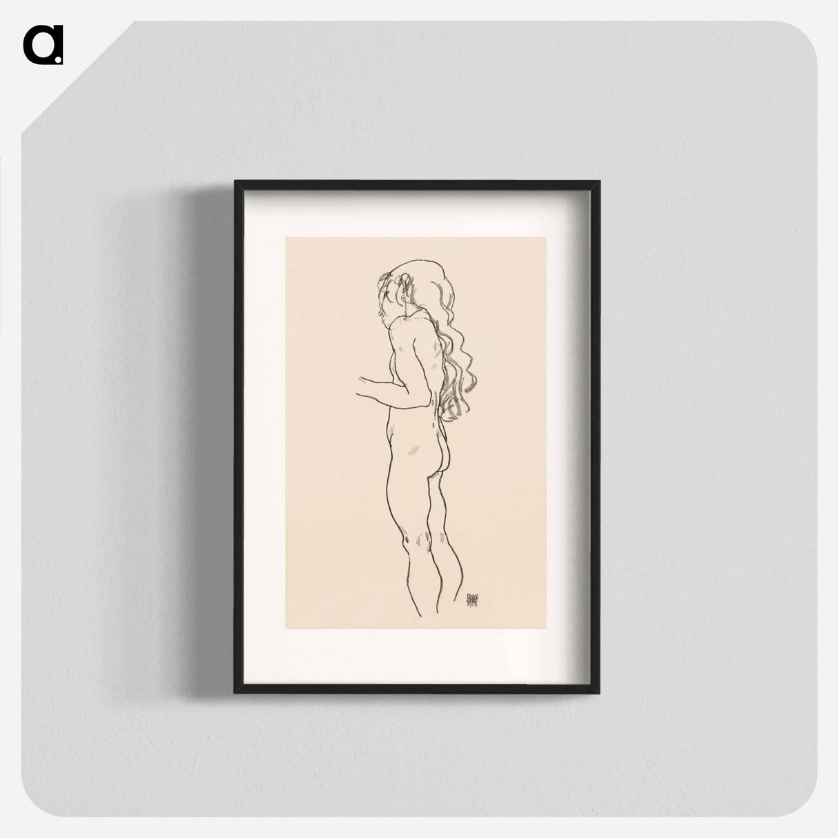 Standing Nude Girl, Facing Left - エゴン シーレ Poster.