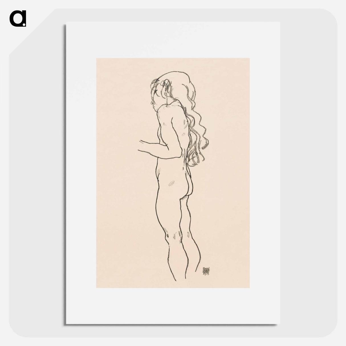 Standing Nude Girl, Facing Left - Egon Schiele Poster.