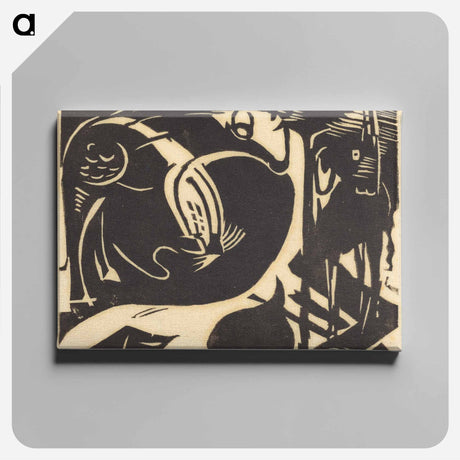 アートパネル-Two Mythical Animals - フランツ マルク Canvas.
