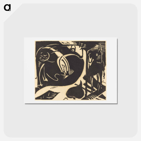 アートポストカード-Two Mythical Animals - フランツ マルク Postcard.