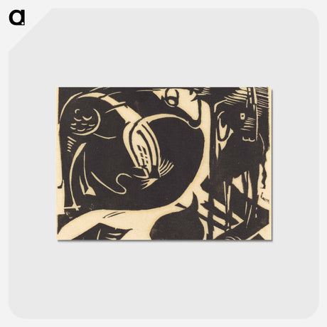 アートポストカード-Two Mythical Animals - フランツ マルク Postcard.