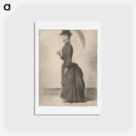 アートポストカード-Woman Walking with a Parasol (study for La Grande Jatte) - ジョルジュ スーラ Postcard.