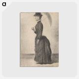 アートポストカード-Woman Walking with a Parasol (study for La Grande Jatte) - ジョルジュ スーラ Postcard.