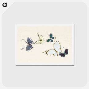 アートポストカード-Vintage butterfly - 神坂 雪佳 Postcard.