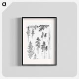 Hokusai's pine trees - 葛飾 北斎 Poster.