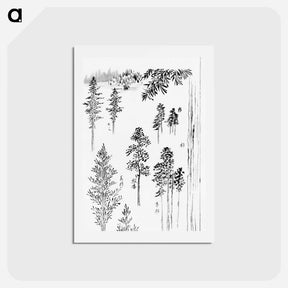 アートポストカード-Hokusai's pine trees - 葛飾 北斎 Postcard.