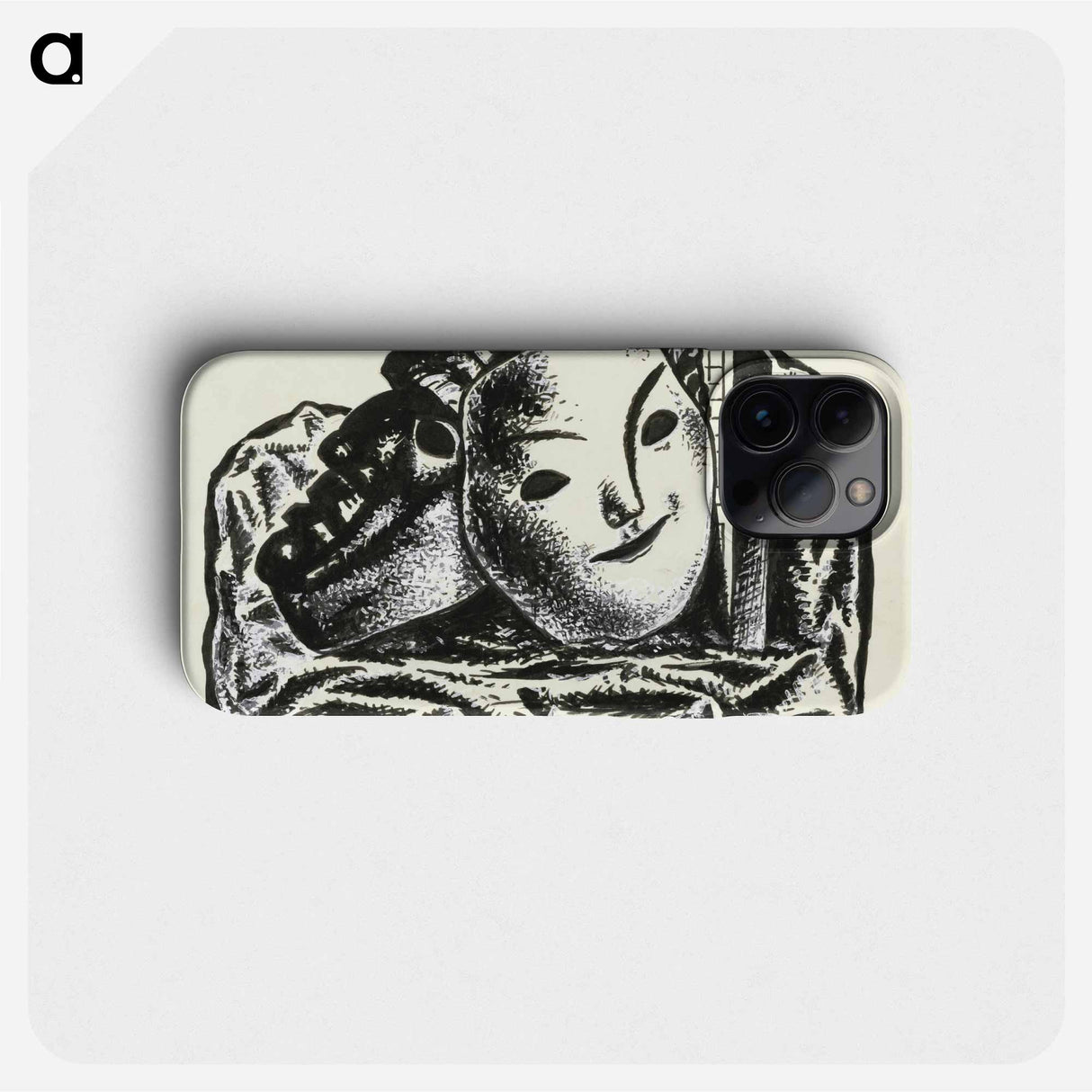 Twee maskers voor gebouw en rotsen - Leo Gestel Phone Case.